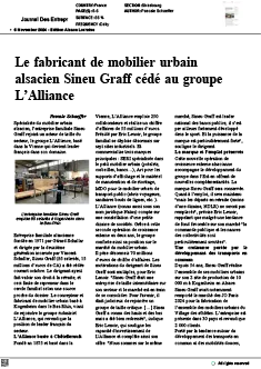 Le fabricant de mobilier urbain alsacien Sineu Graff cédé au groupe L’Alliance